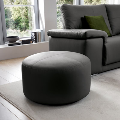 Texas Round Swivel Footstool in Black Grey