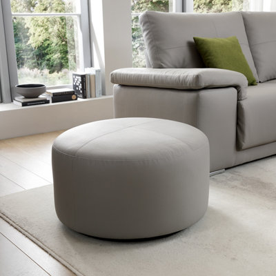 Texas Round Swivel Footstool in Light Grey