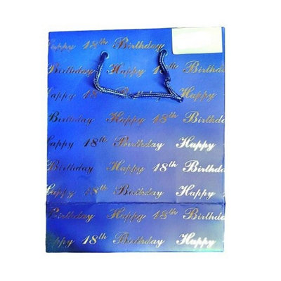 Text 18th Gift Bag Blue/Silver (S)