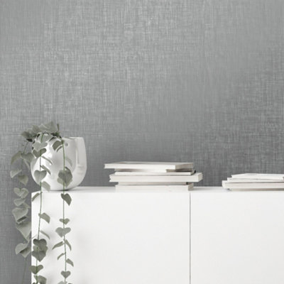 Textura Plain Glitter Textured Wallpaper In Grey