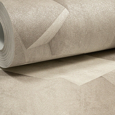 Textured 3D Effect Geometric Hexagon Quadra Natural Grey Wallpaper L50507