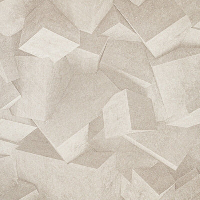 Textured 3D Effect Geometric Hexagon Quadra Natural Grey Wallpaper L50507