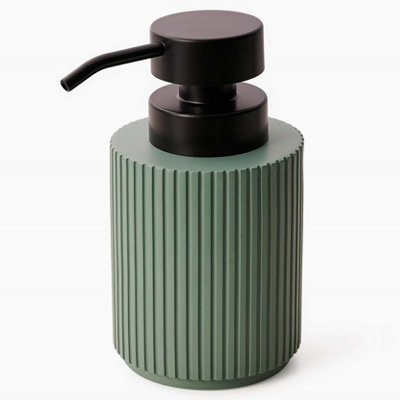 Textured 5 Pcs Dish Toothbrush Dispenser Tumbler Toilet Brush Holder Set - Green - 5