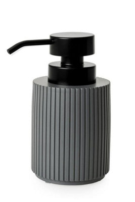 Textured 5 Pcs Dish Toothbrush Dispenser Tumbler Toilet Brush Holder Set - Grey - 5
