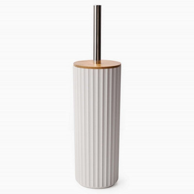 Textured 5 Pcs Dish Toothbrush Dispenser Tumbler Toilet Brush Holder Set - White - 6