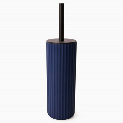Textured 6 Pcs Dish Toothbrush Dispenser Tumbler Brush & Bin Set - Blue - 6