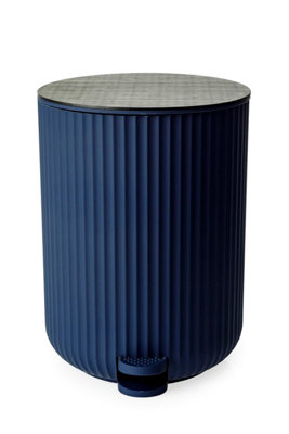 Textured 6 Pcs Dish Toothbrush Dispenser Tumbler Brush & Bin Set - Blue - 7