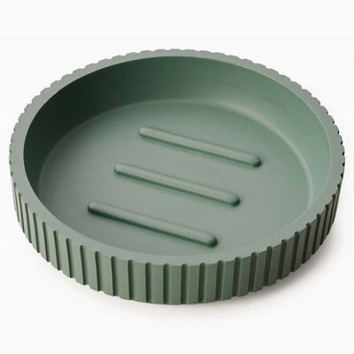 Textured 6 Pcs Dish Toothbrush Dispenser Tumbler Brush & Bin Set - Green