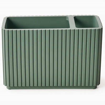 Textured 6 Pcs Dish Toothbrush Dispenser Tumbler Brush & Bin Set - Green - 3