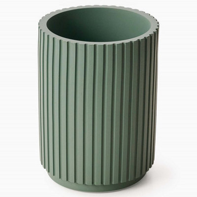 Textured 6 Pcs Dish Toothbrush Dispenser Tumbler Brush & Bin Set - Green - 4