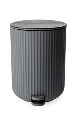 Textured 6 Pcs Dish Toothbrush Dispenser Tumbler Brush & Bin Set - Grey - 7