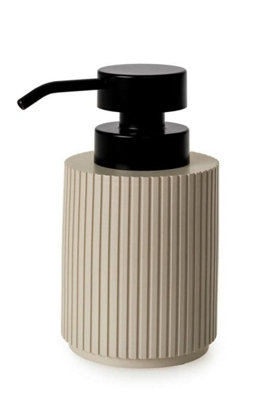 Textured 7 Pcs Dish Toothbrush Dispenser Tumbler Brush Bin & Mat - Almond - 5