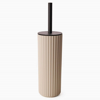 Textured 7 Pcs Dish Toothbrush Dispenser Tumbler Brush Bin & Mat - Almond - 6