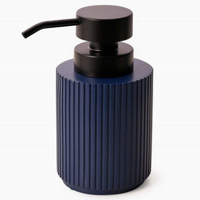 Textured 7 Pcs Dish Toothbrush Dispenser Tumbler Brush Bin & Mat - Blue - 5