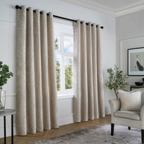 Textured Chenille Textured Pair of Eyelet Curtains