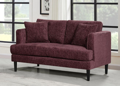 Textured Chenille Wine Red 2 Seater Sofa