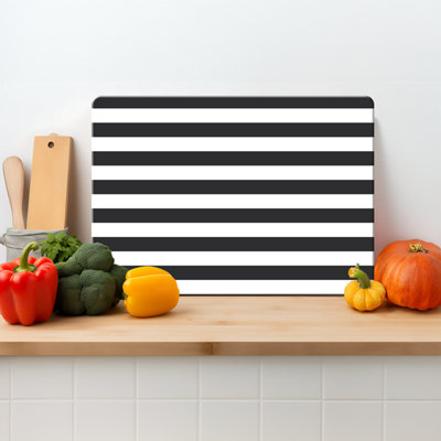 Textured Glass Chopping Board Mono Stripe - Medium