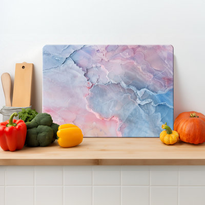 Textured Glass Chopping Board Pastel Marble Print - Medium