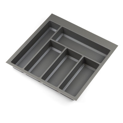 Textured Grey Cutlery Tray for 500mm Blum Tandembox Kitchen Drawer 422mm x 412mm Storage Basalt