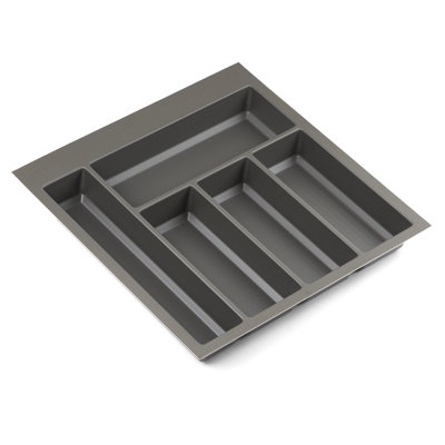 Textured Grey Cutlery Tray for 500mm Blum Tandembox Kitchen Drawer 422mm x 412mm Storage Basalt Compartment Non Slip Texture