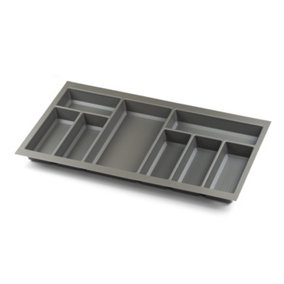 Textured Grey Cutlery Tray for 800mm Blum Tandembox Kitchen Drawer 422mm x 712mm Storage Basalt 5 Compartment Non Slip Texture