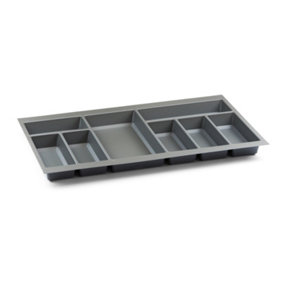 Textured Grey Cutlery Tray for 800mm Grass Scala Kitchen Drawer 430mm Length x 706mm Width x 50.5mm Height 8 Compartments
