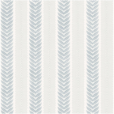 Textured Wallpaper Blue Leaf Stripe Smooth Paper Washable Wall Decor
