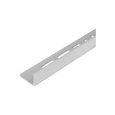 Textured White 12mm L Shape Aluminium External Edge Tile Trim 2.44m