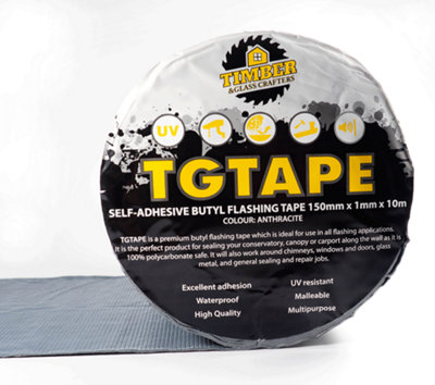 TGTAPE - Professional Heavy Duty Anthracite Grey Butyl Flashing Tape Flashband - Lead Alternative - 150mm x 5m