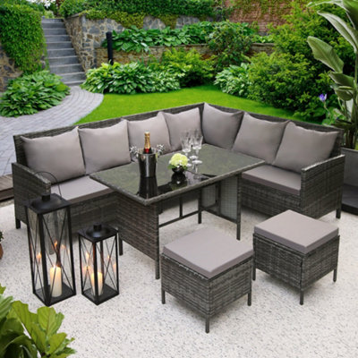 8 seater rattan corner dining set discount