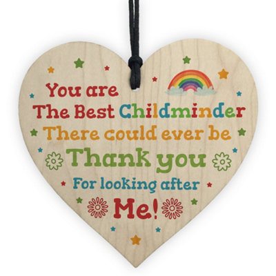 Thank You Childminder Gift Wood Heart Leaving Nursery Teacher Pre ...