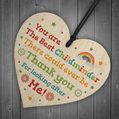 Thank You Childminder Gift Wood Heart Leaving Nursery Teacher Pre ...