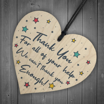 Thank You For Your Help Gift For Teacher Nurse Volunteer Carer Wooden ...