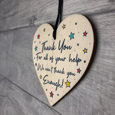Thank You For Your Help Gift For Teacher Nurse Volunteer Carer Wooden ...