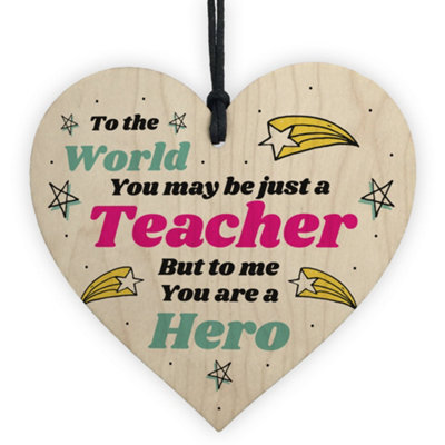 Thank You Gift For Teacher Friendship Gift Hanging Wood Heart Sign ...
