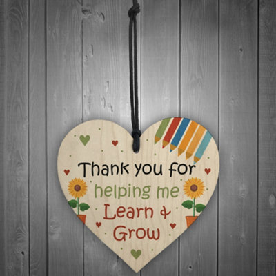 THANK YOU GIFT For Teacher, Teaching Assistant, Nursery Teacher Wood Heart