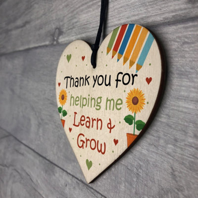 THANK YOU GIFT For Teacher, Teaching Assistant, Nursery Teacher Wood Heart
