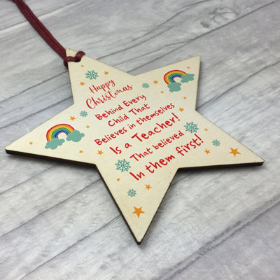 Thank You Gift For Teacher Wooden Star Christmas Gift From Child Student Keepsake