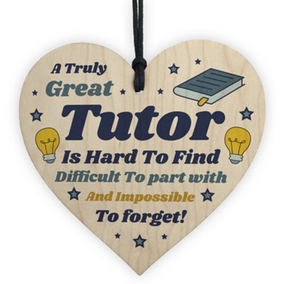 Thank You Gift For Tutor Teacher Wood Hanging Heart Leaving School ...