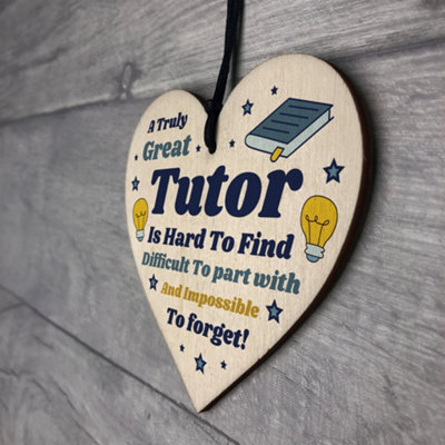 Thank You Gift For Tutor Teacher Wood Hanging Heart Leaving School ...