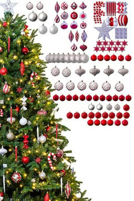 The 128pc Red & Silver Full Heavy Coverage Bauble Set (6ft trees)