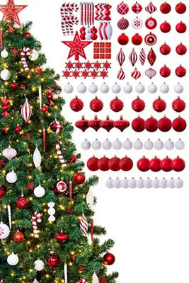 The 128pc Red & White Full Heavy Coverage Bauble Set (6ft trees)