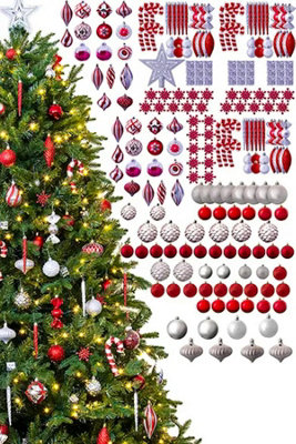 The 212pc Red & Silver Full Heavy Coverage Bauble Set (8ft trees)