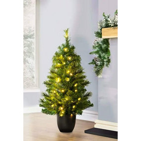 The 3ft Pre-lit Majestic Dew Pine Potted Tree (Outdoor)