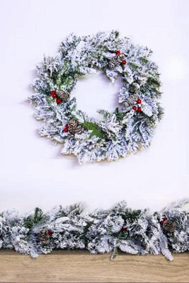 The 45cm Snowy Alpine Wreath Indoor only