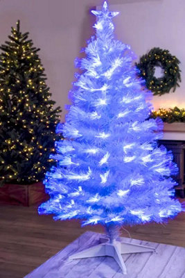 The 4ft White Blue Ripple Effect Fibre Optic Tree Price Comparisons | Compare The Build
