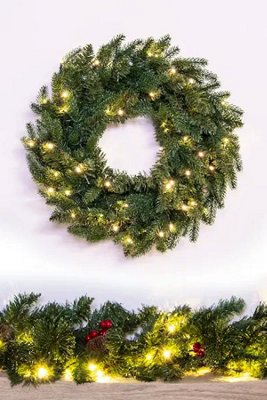 The 50cm Pre-lit Vivente Fir Wreath