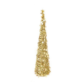 The 5ft Slim Gold Tinsel Pop Up Christmas Tree