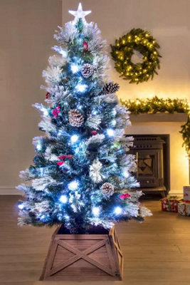 The 5ft Snowy LED Frosted Pine Fibre Optic Tree Price Comparisons | Compare The Build