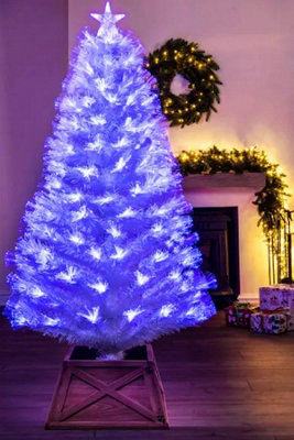 The 5ft White Blue Ripple Effect Fibre Optic Tree